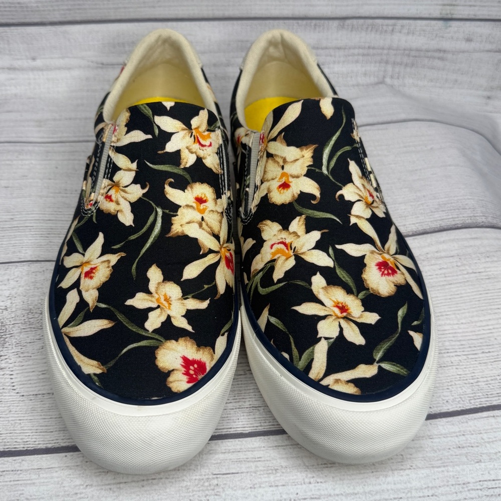 SeaVees Men's 7.5 Hawthorne Slip On Magnum‎ Black Star Orchid Poplin Twill Shoe - Picture 3 of 6